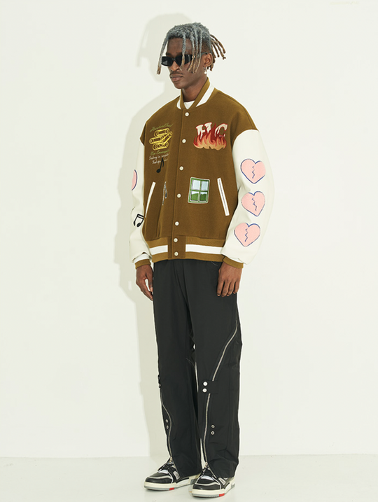 Harsh and Cruel Graffiti Logo Smiley Face Love Heart UFO Varsity Jacket | Face 3 Face