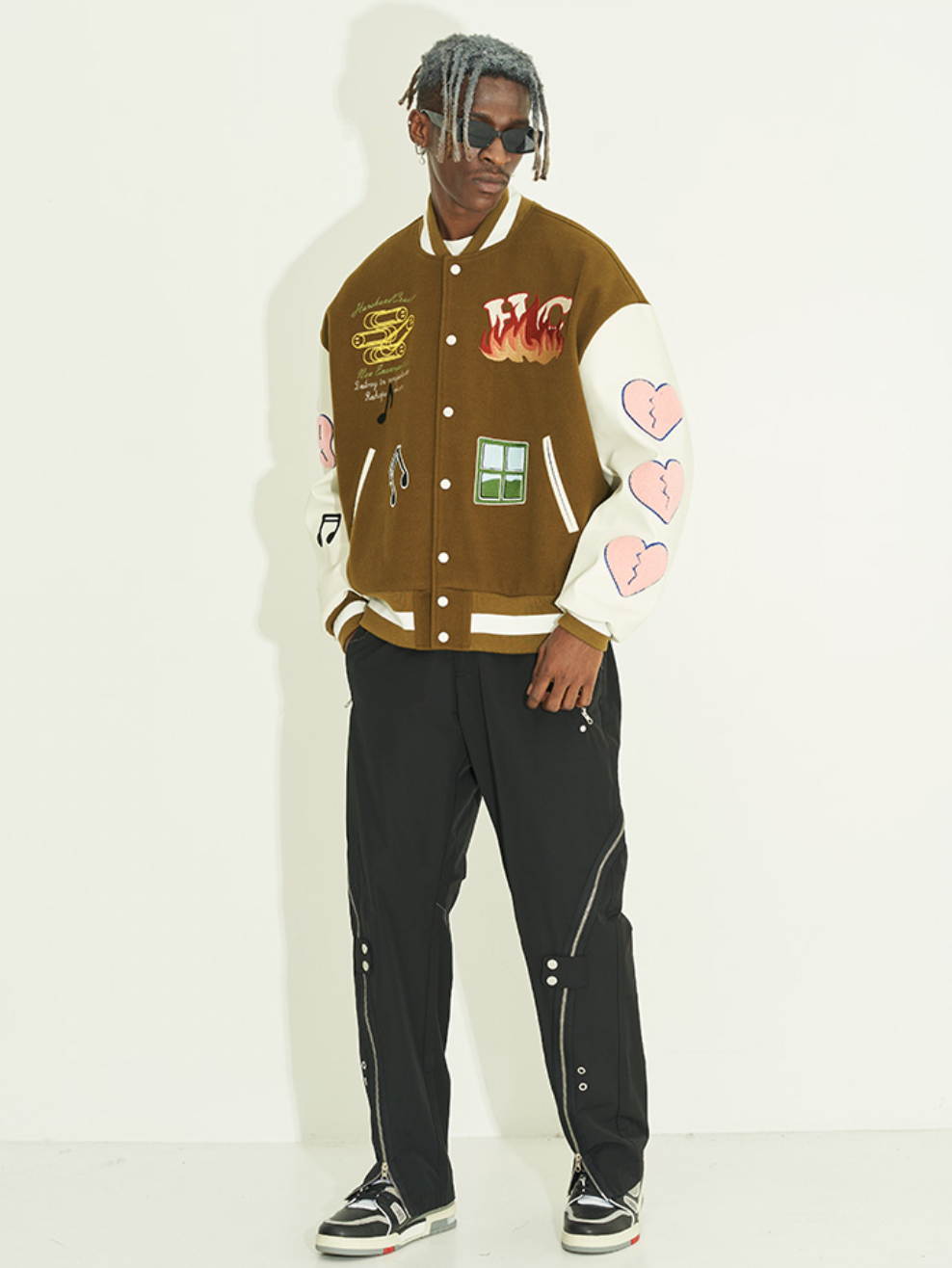 Harsh and Cruel Graffiti Logo Smiley Face Love Heart UFO Varsity Jacket | Face 3 Face