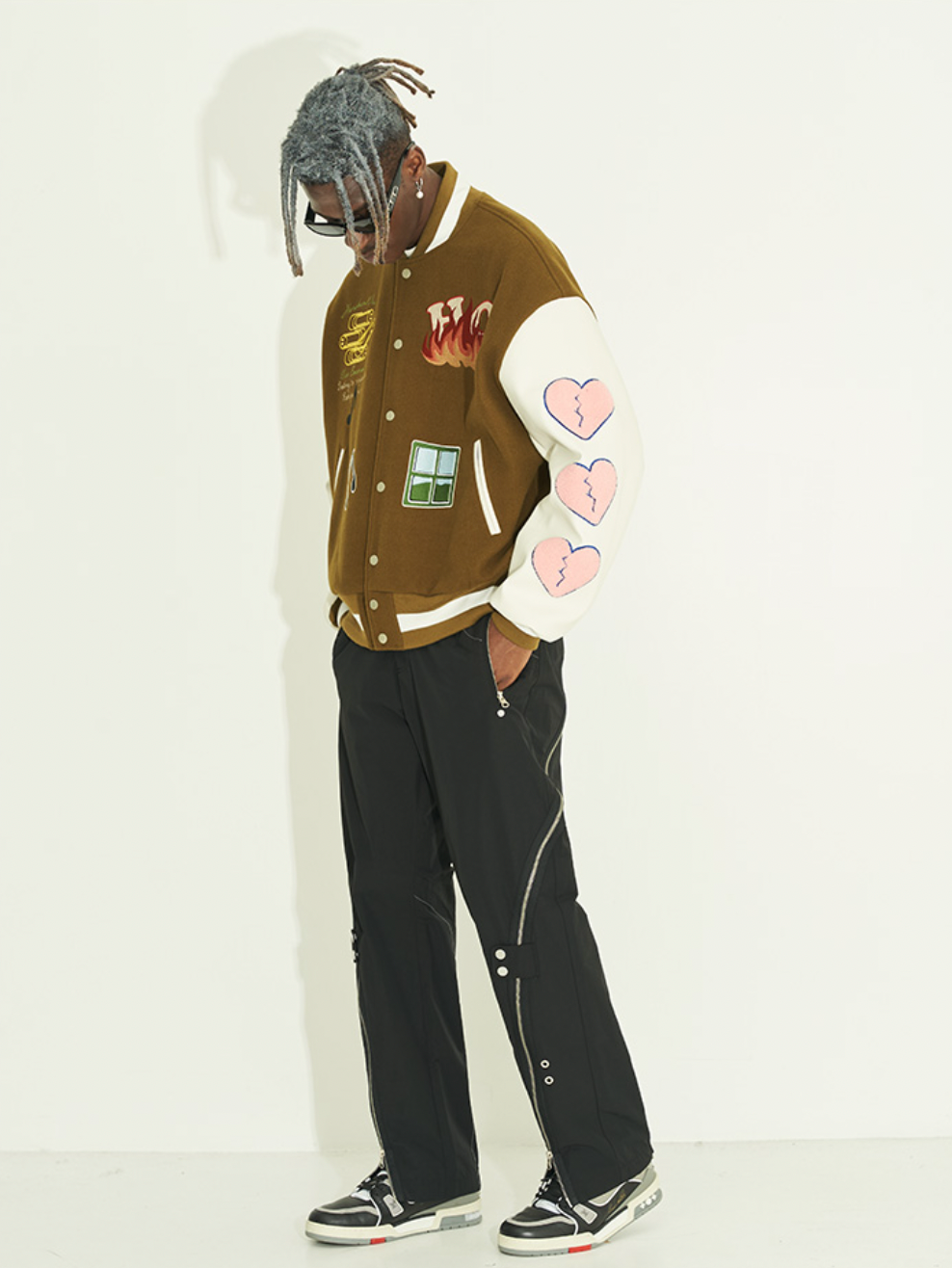 Harsh and Cruel Graffiti Logo Smiley Face Love Heart UFO Varsity Jacket | Face 3 Face