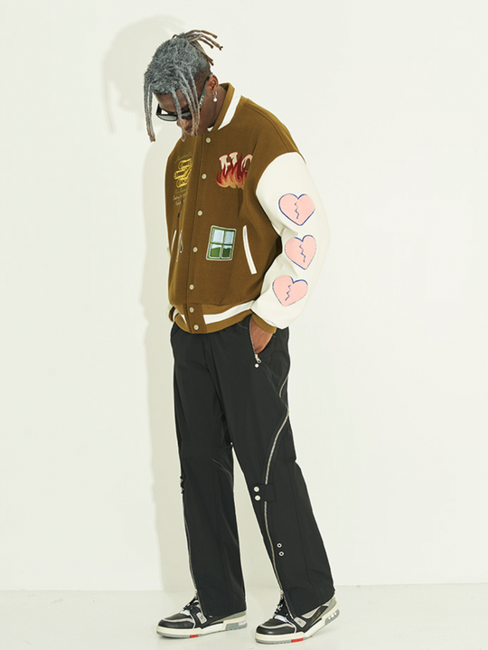 Harsh and Cruel Graffiti Logo Smiley Face Love Heart UFO Varsity Jacket | Face 3 Face