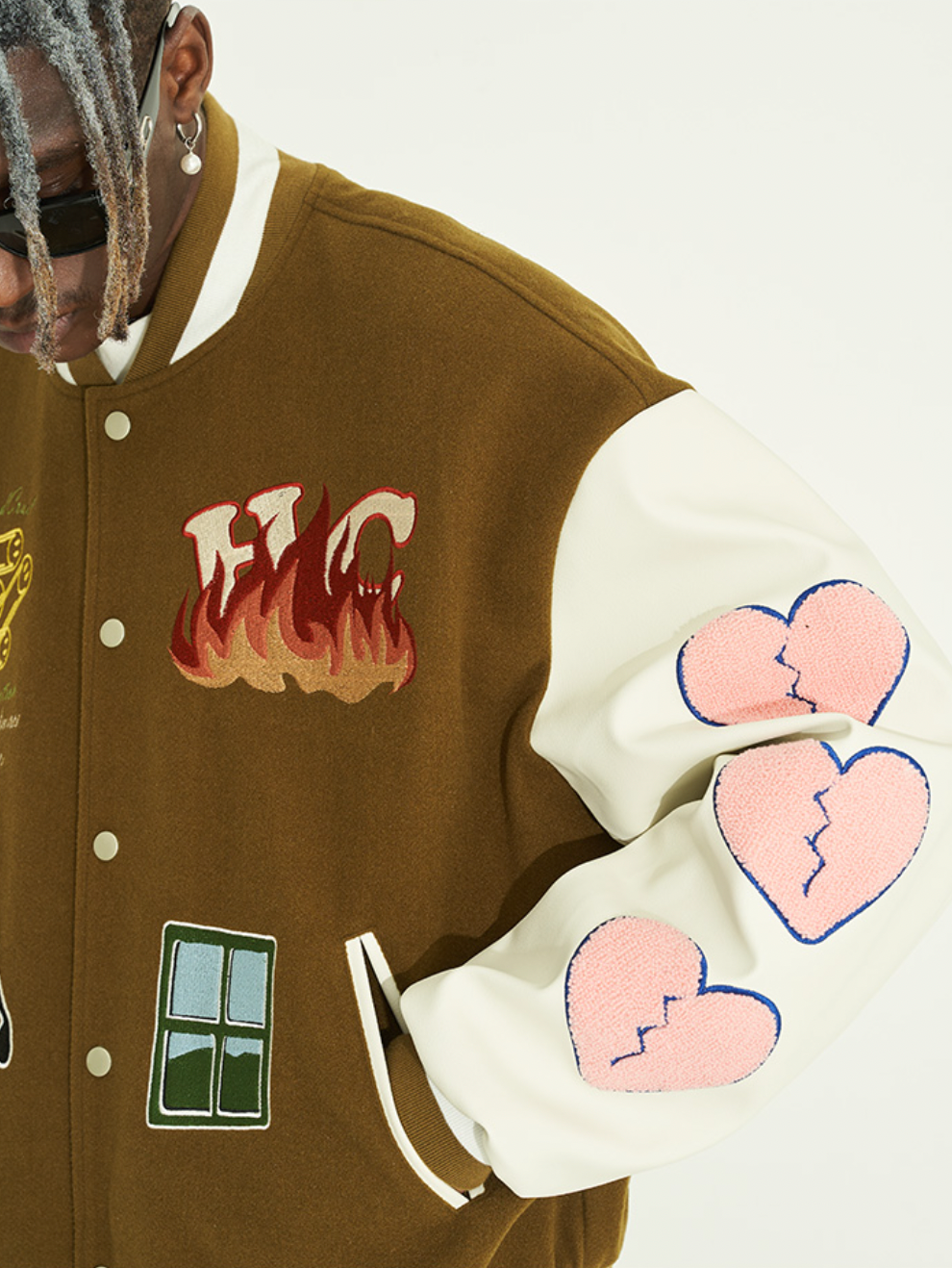 Harsh and Cruel Graffiti Logo Smiley Face Love Heart UFO Varsity Jacket | Face 3 Face