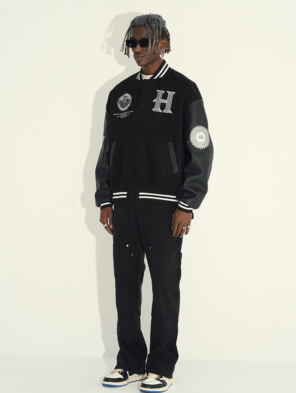 Harsh and Cruel Cross Embroidered Varsity Jacket | Face 3 Face