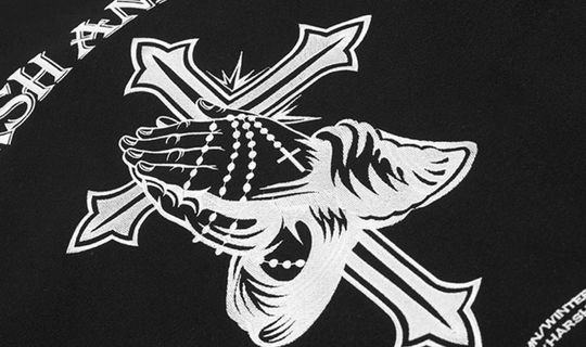 Harsh and Cruel Cross Embroidered Varsity Jacket | Face 3 Face