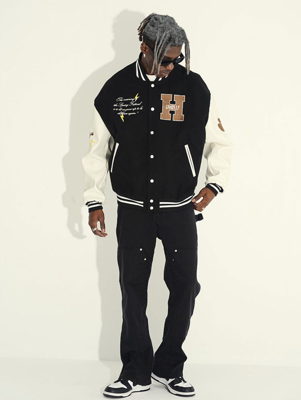 Harsh and Cruel Hand Painted Circular Ring LOGO Love Heart Kids Varsity Jacket | Face 3 Face