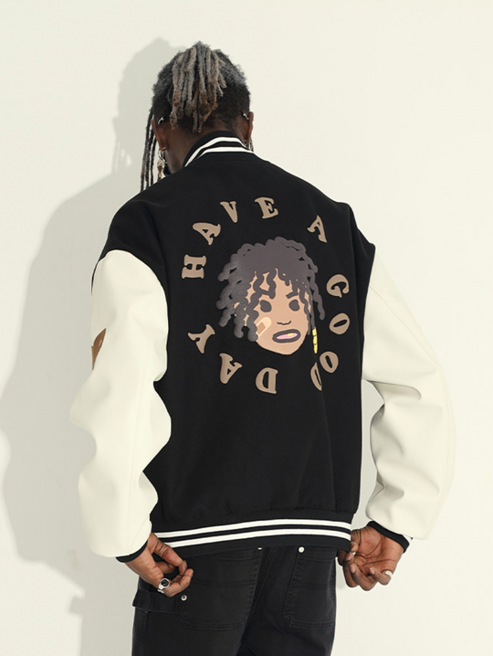 Harsh and Cruel Hand Painted Circular Ring LOGO Love Heart Kids Varsity Jacket | Face 3 Face