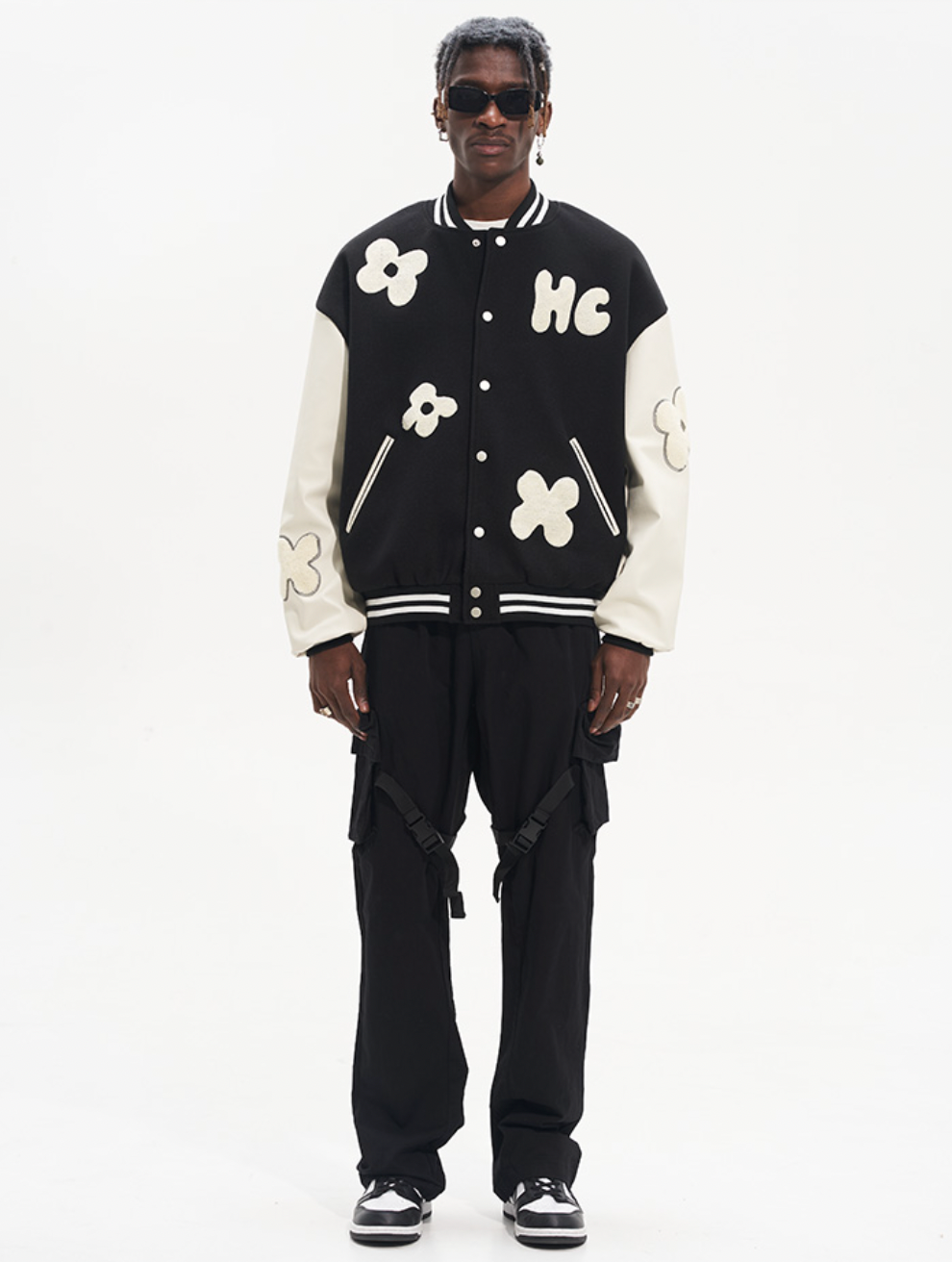Harsh and Cruel Embroidered Small Flowers Varsity Jacket | Face 3 Face