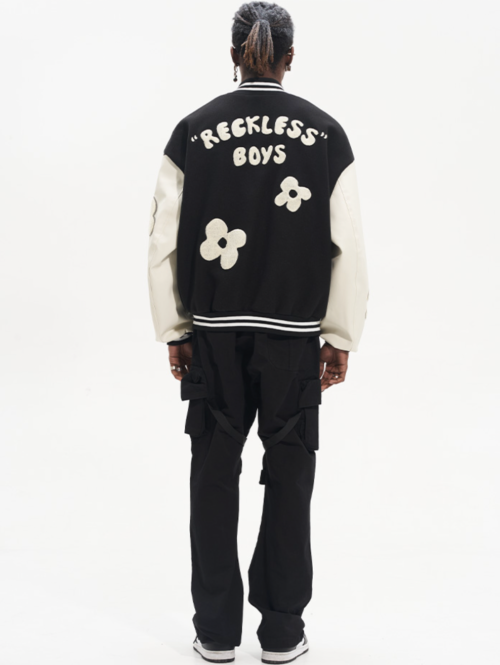 Harsh and Cruel Embroidered Small Flowers Varsity Jacket | Face 3 Face