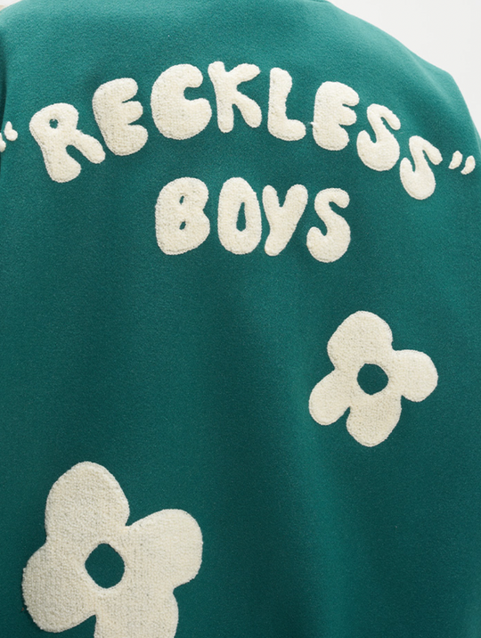 Harsh and Cruel Embroidered Small Flowers Varsity Jacket | Face 3 Face
