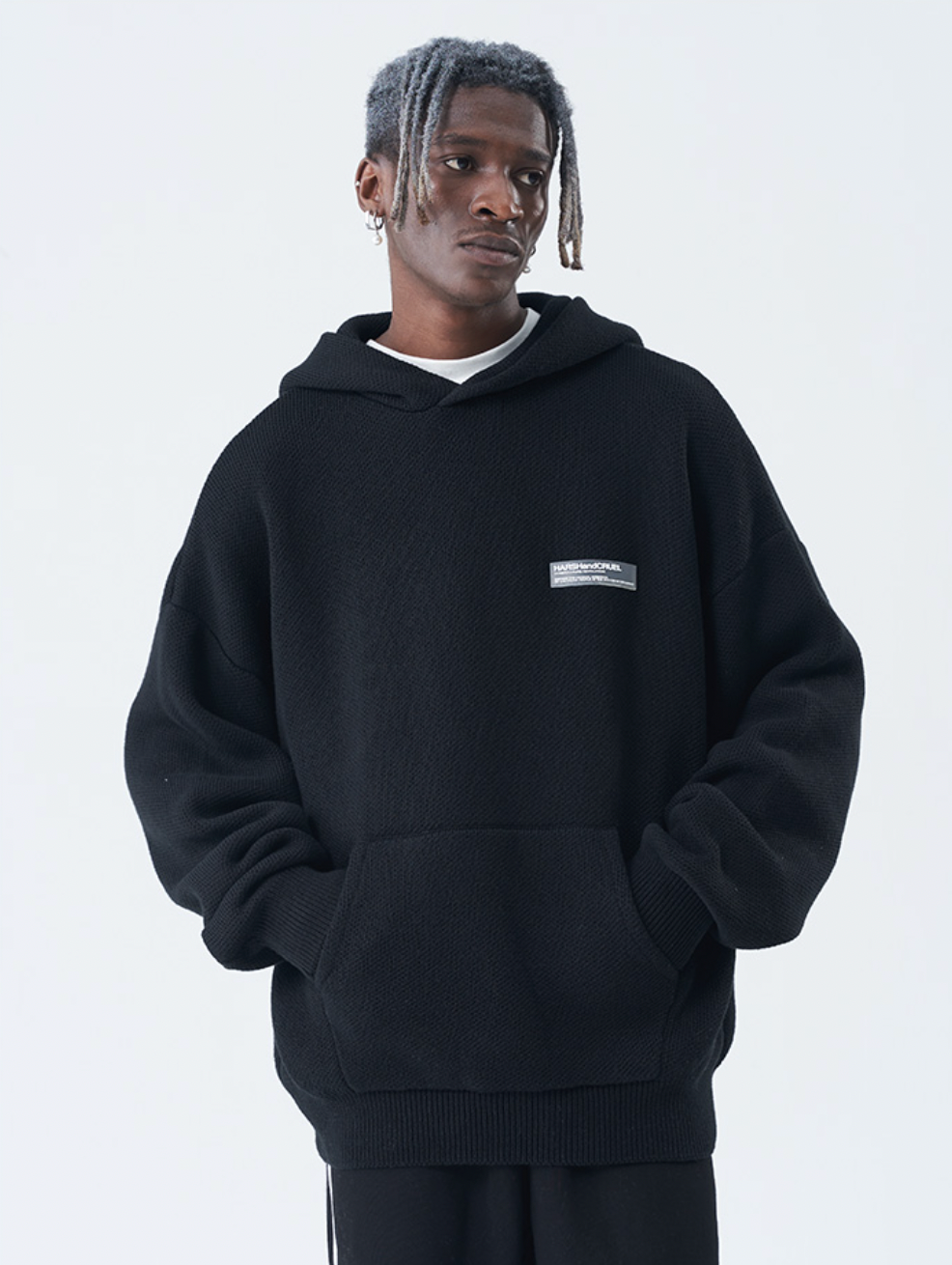 Harsh and Cruel Circular 3D LOGO Hoodie Knit Sweater | Face 3 Face