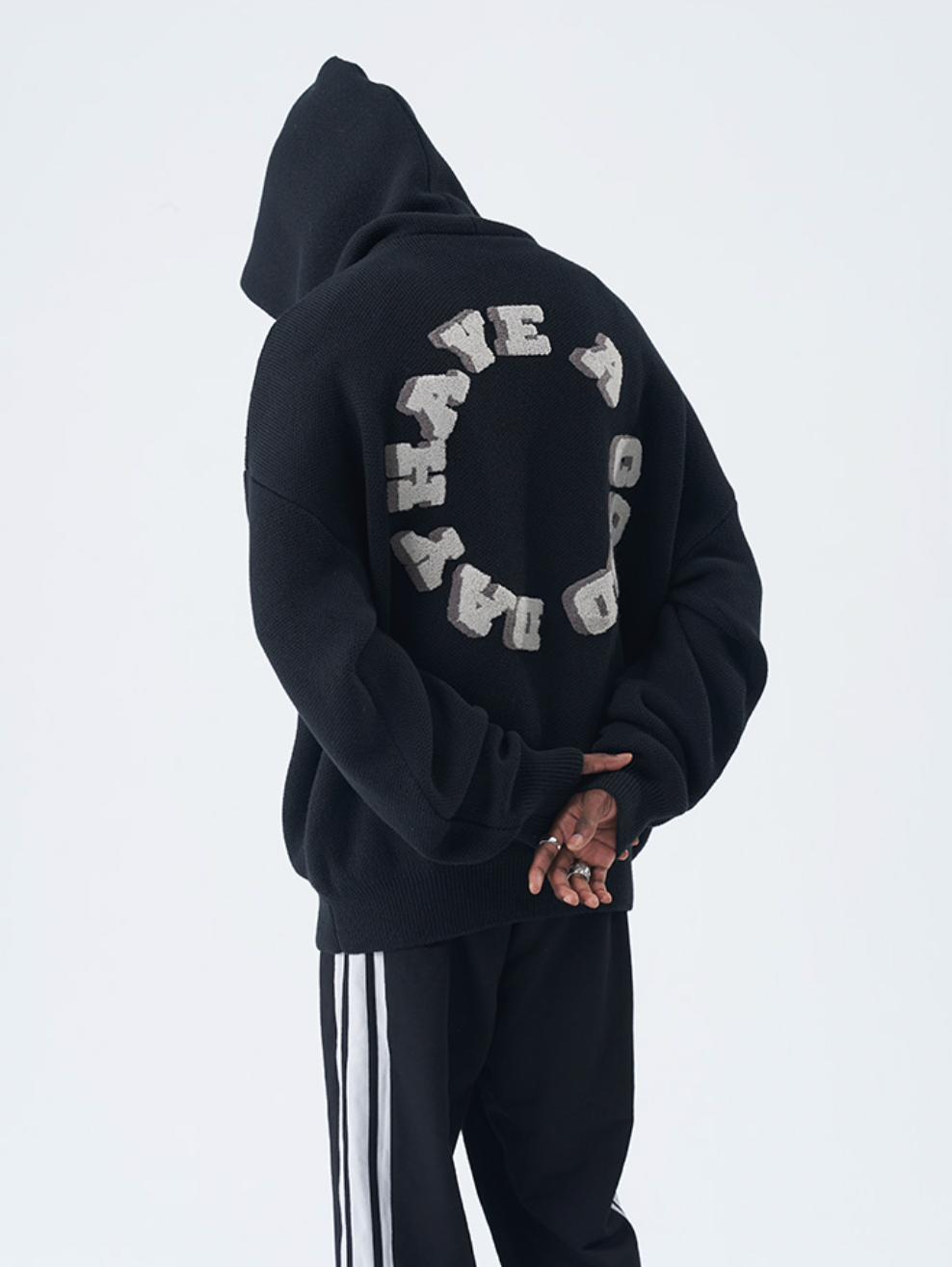 Harsh and Cruel Circular 3D LOGO Hoodie Knit Sweater | Face 3 Face