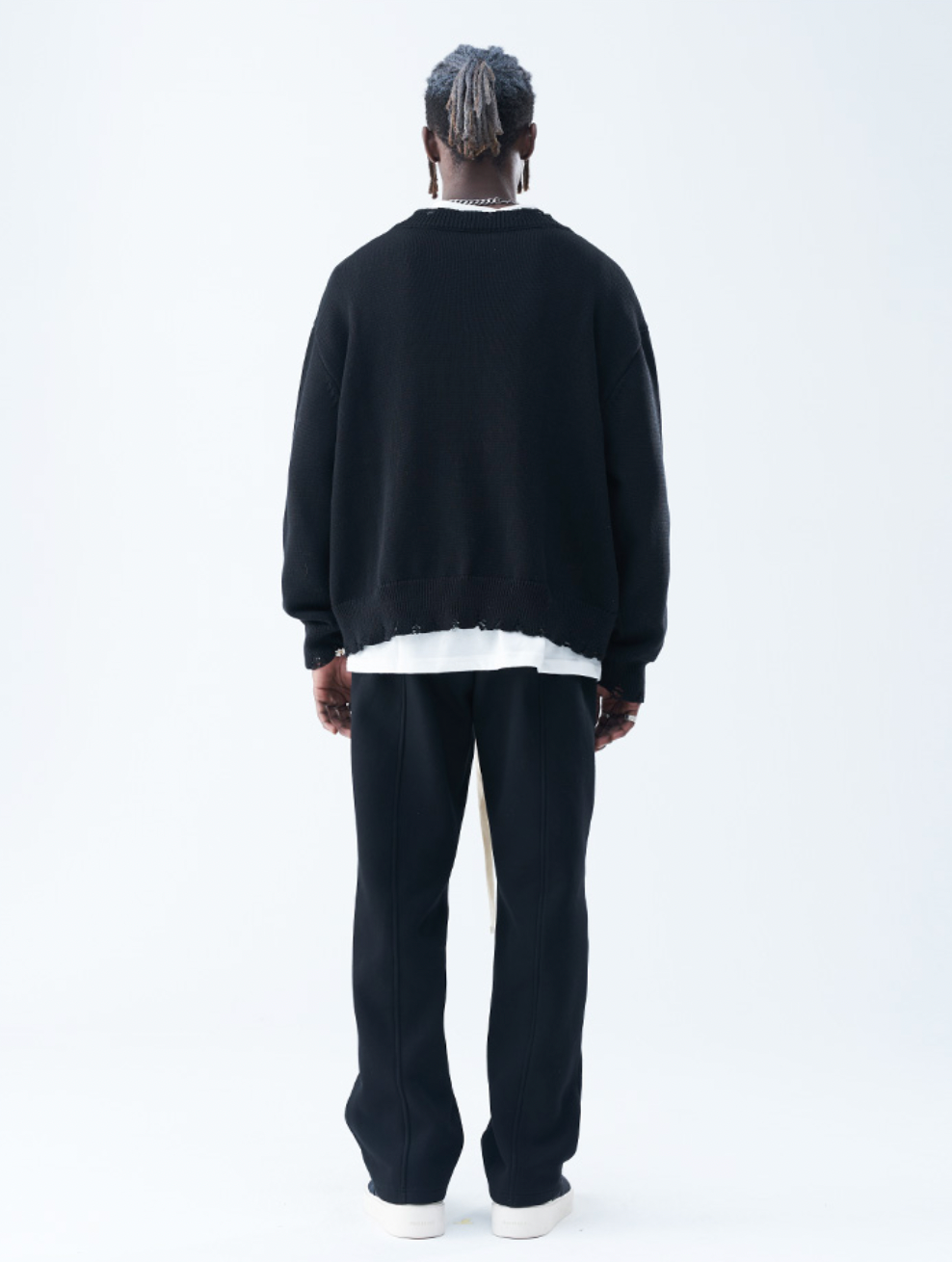 Harsh and Cruel Patch Label Distressed Knit Sweater | Face 3 Face