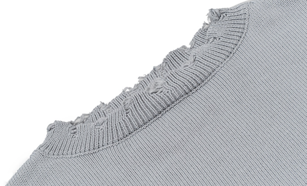 Harsh and Cruel Patch Label Distressed Knit Sweater | Face 3 Face