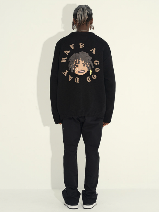 Harsh and Cruel Hand-Painted Kids Circular 3D LOGO Knit Sweater | Face 3 Face
