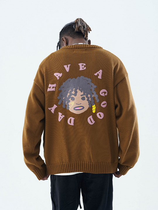 Harsh and Cruel Hand-Painted Kids Circular 3D LOGO Knit Sweater | Face 3 Face