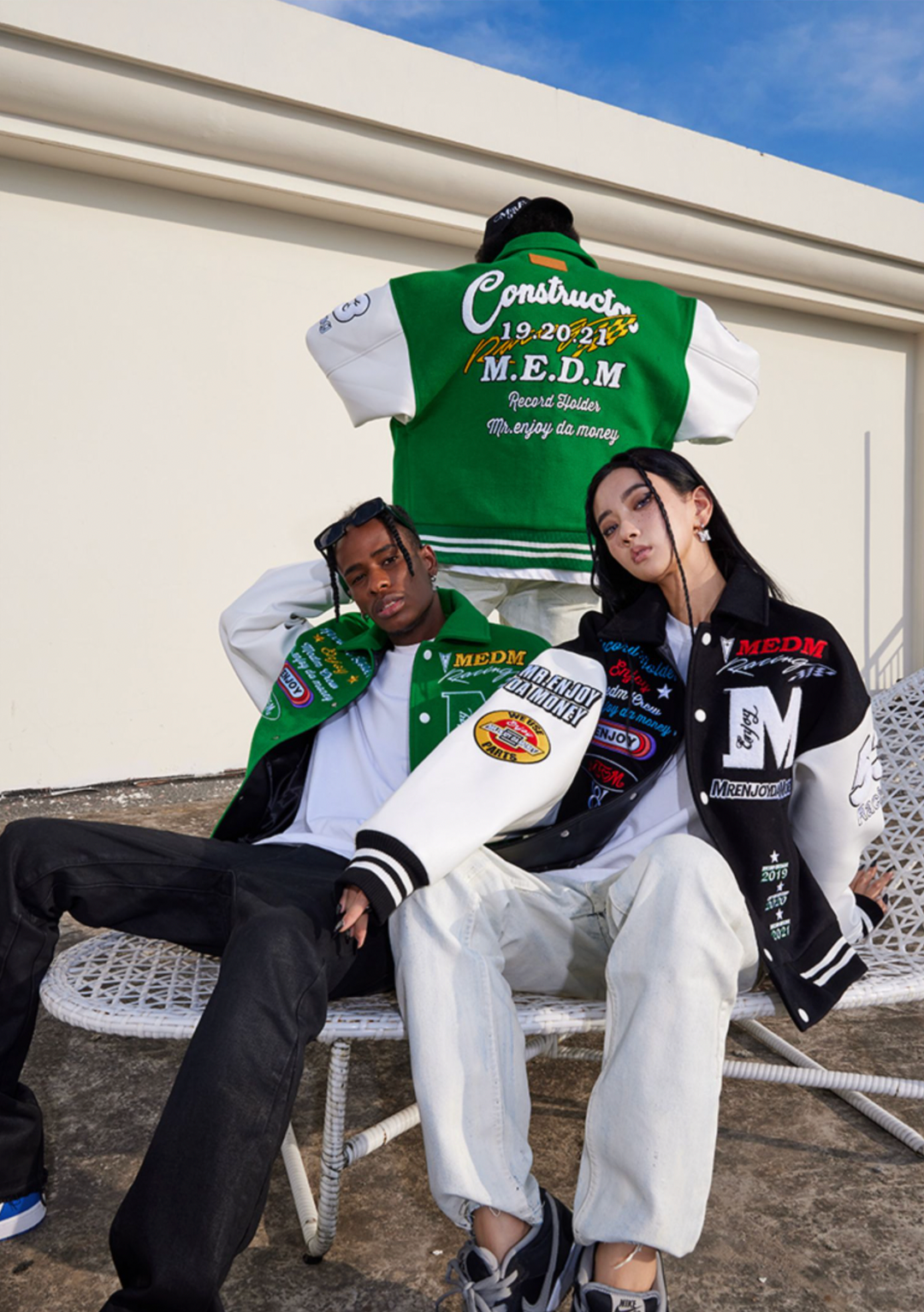 MEDM Record Holder Anniversary Embroidered Varsity Jacket | Face 3 Face