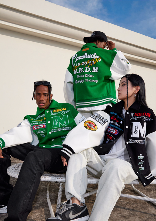 MEDM Record Holder Anniversary Embroidered Varsity Jacket | Face 3 Face