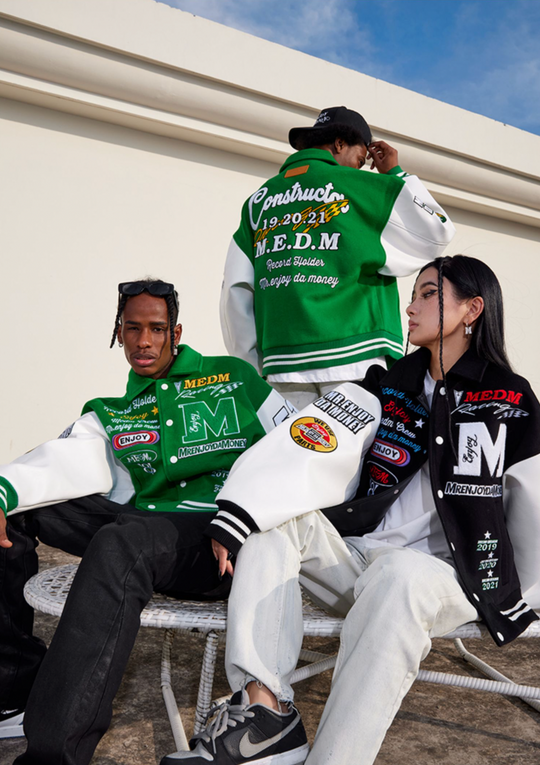 MEDM Record Holder Anniversary Embroidered Varsity Jacket – Face 3 Face