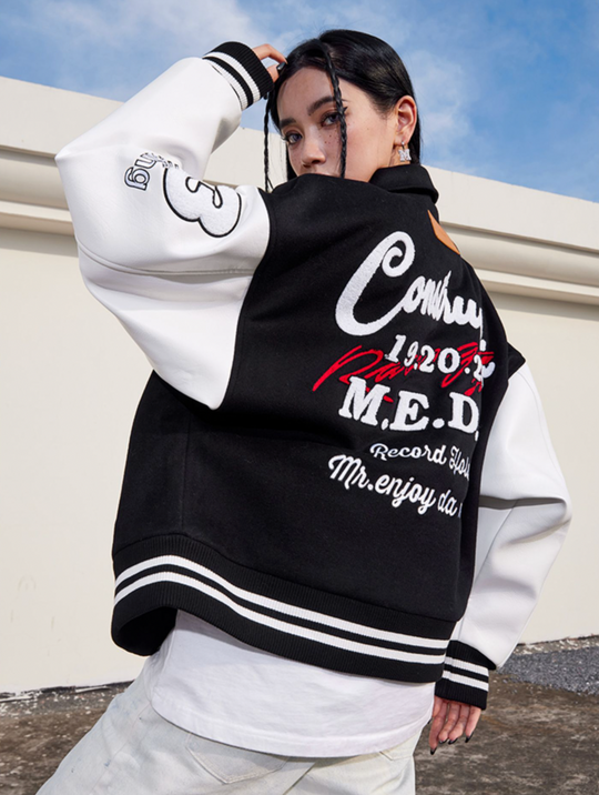 MEDM Record Holder Anniversary Embroidered Varsity Jacket | Face 3 Face