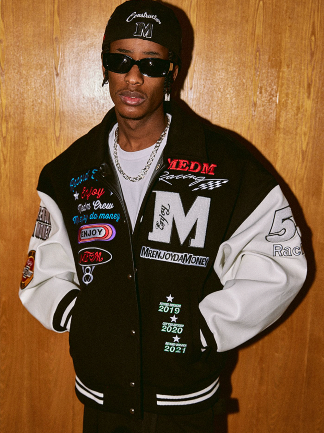 MEDM Record Holder Anniversary Embroidered Varsity Jacket | Face 3 Face