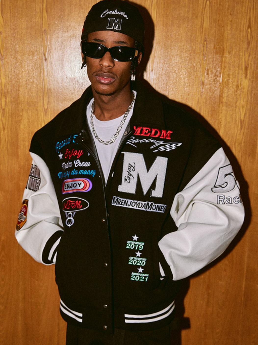 MEDM Record Holder Anniversary Embroidered Varsity Jacket – Face 3 Face