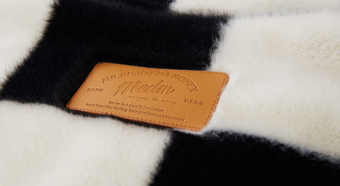 MEDM Fur Checkerboard Sherpa Fleece Jacket | Face 3 Face