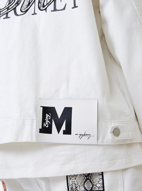 MEDM Casual Letter Logo Denim Jacket | Face 3 Face