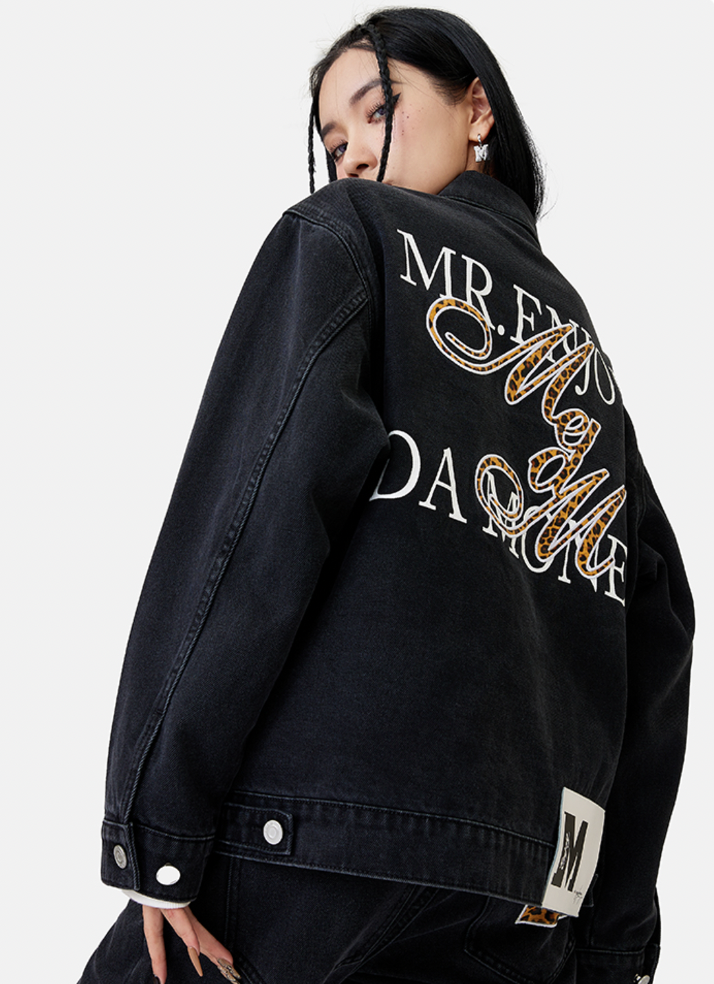 MEDM Casual Letter Logo Denim Jacket | Face 3 Face