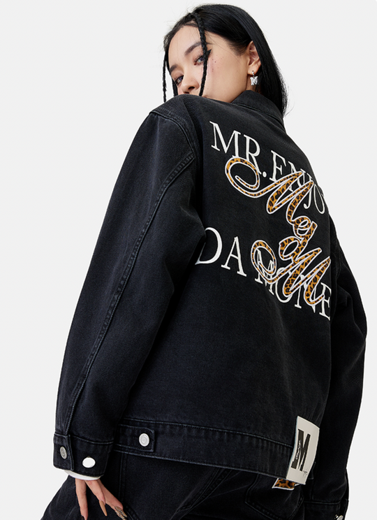 MEDM Casual Letter Logo Denim Jacket | Face 3 Face