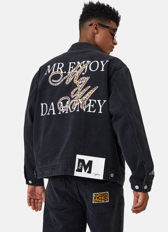 MEDM Casual Letter Logo Denim Jacket | Face 3 Face