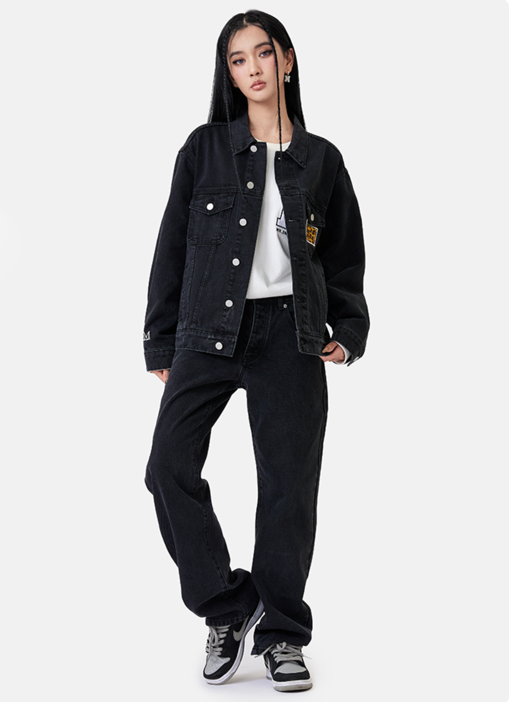 MEDM Casual Letter Logo Denim Jacket | Face 3 Face