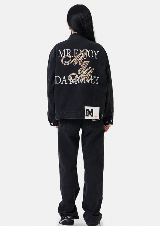 MEDM Casual Letter Logo Denim Jacket | Face 3 Face