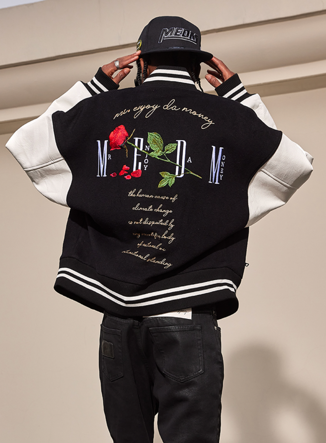 MEDM Rose Embroidery Varsity Jacket | Face 3 Face