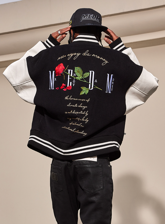 MEDM Rose Embroidery Varsity Jacket | Face 3 Face