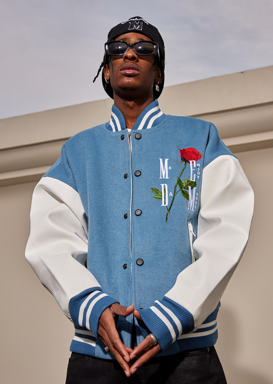 MEDM Rose Embroidery Varsity Jacket | Face 3 Face