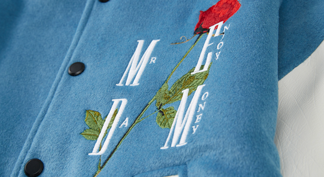 MEDM Rose Embroidery Varsity Jacket | Face 3 Face