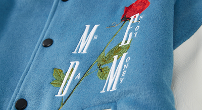 MEDM Rose Embroidery Varsity Jacket