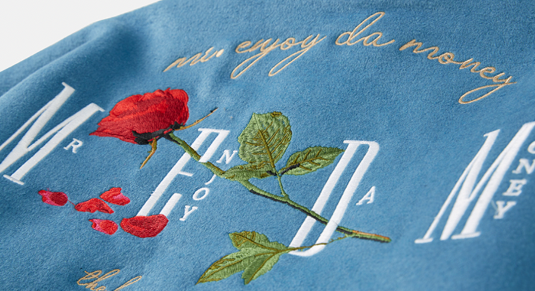 MEDM Rose Embroidery Varsity Jacket | Face 3 Face