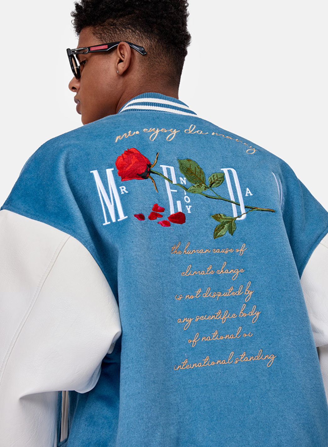 MEDM Rose Embroidery Varsity Jacket | Face 3 Face