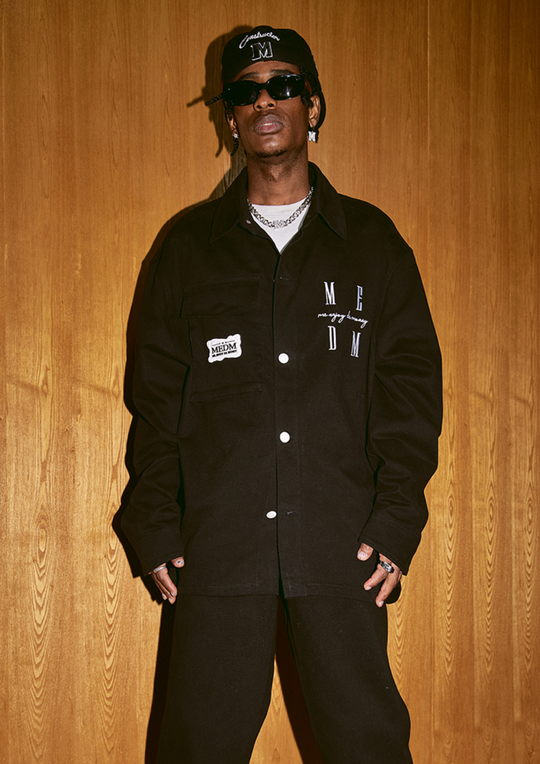 MEDM Embroidered Letters Logo Workwear Jacket | Face 3 Face