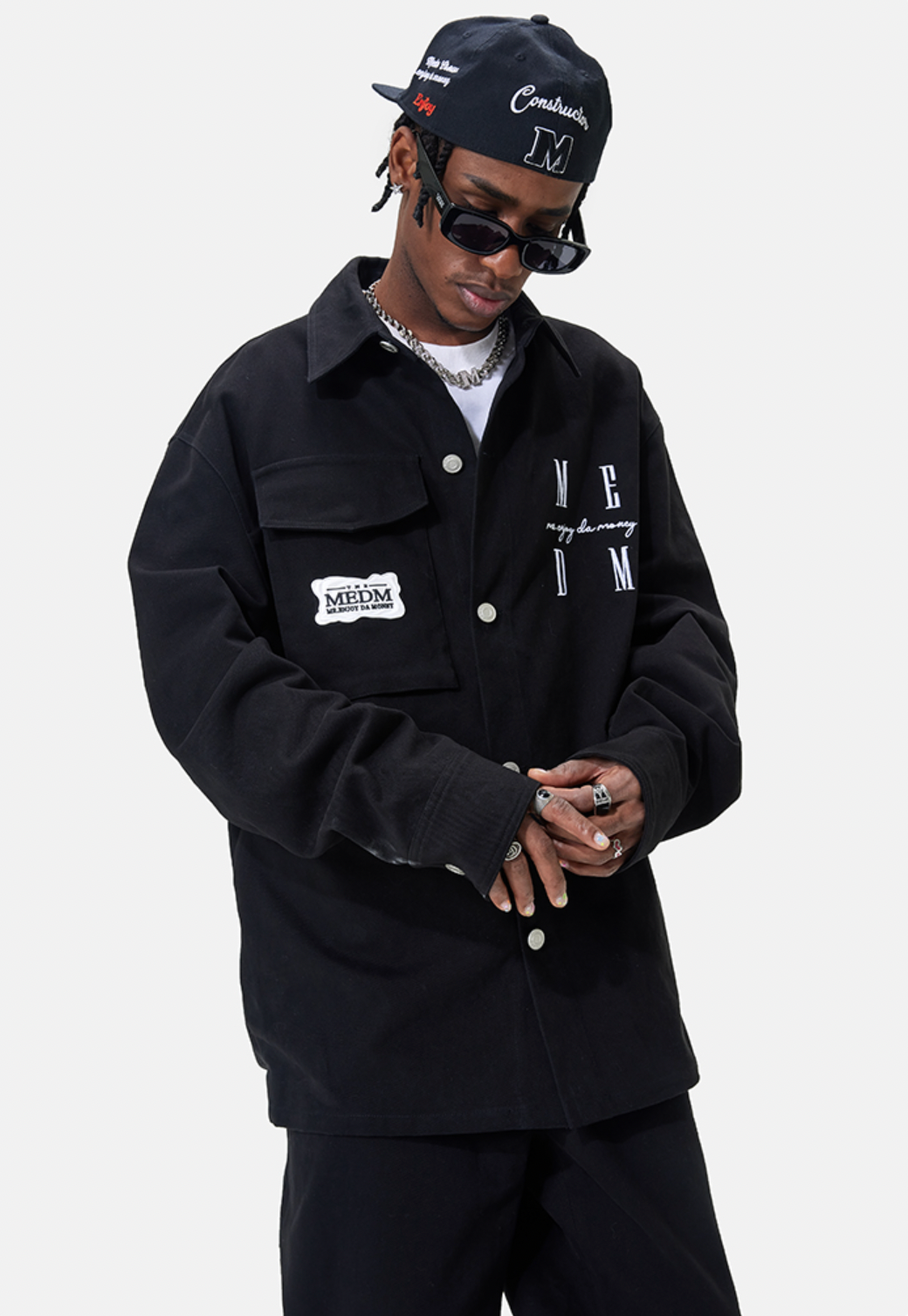 MEDM Embroidered Letters Logo Workwear Jacket | Face 3 Face