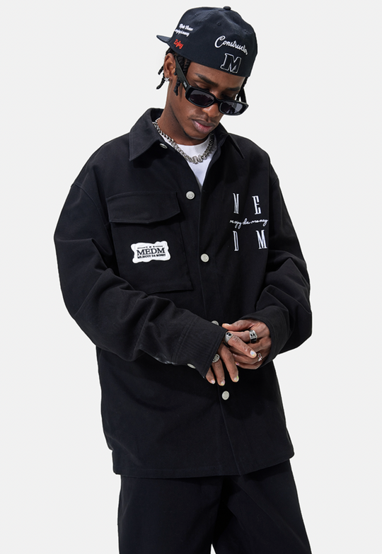 MEDM Embroidered Letters Logo Workwear Jacket | Face 3 Face