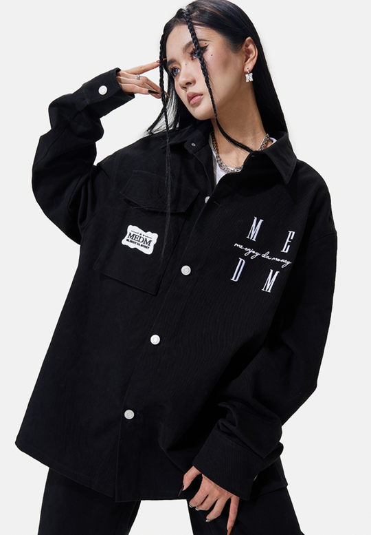 MEDM Embroidered Letters Logo Workwear Jacket | Face 3 Face