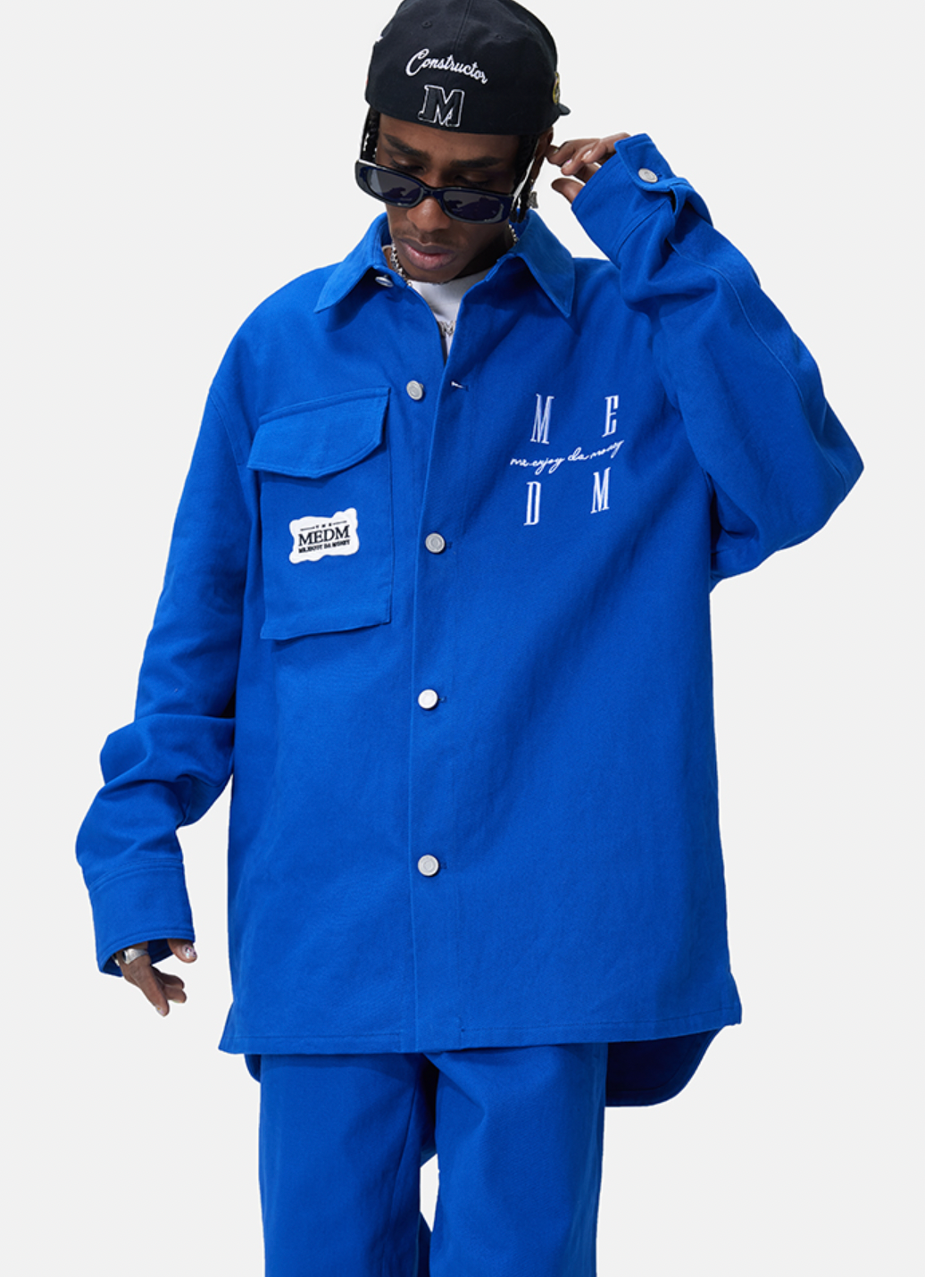 MEDM Embroidered Letters Logo Workwear Jacket | Face 3 Face