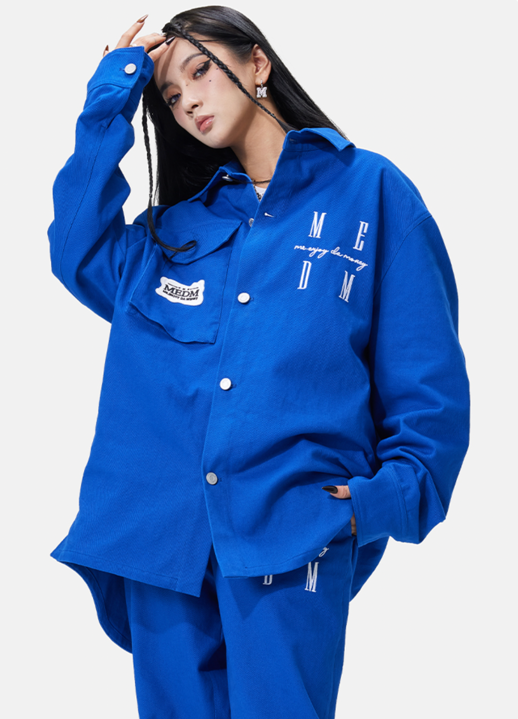 MEDM Embroidered Letters Logo Workwear Jacket | Face 3 Face