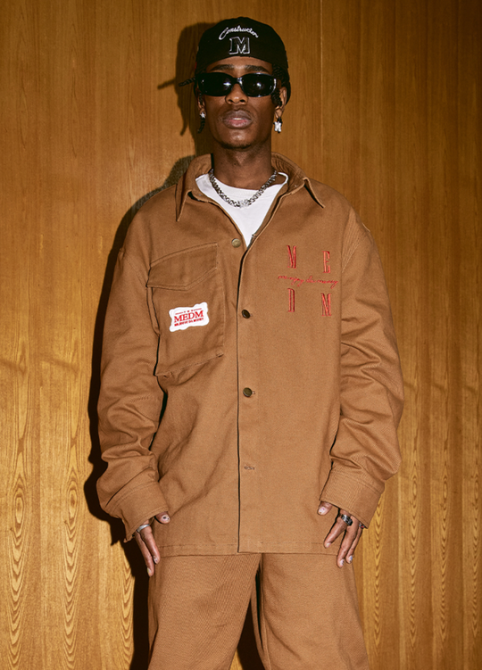 MEDM Embroidered Letters Logo Workwear Jacket | Face 3 Face