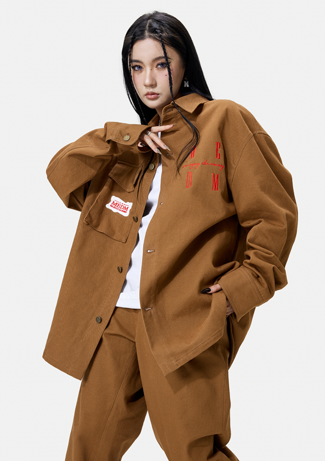 MEDM Embroidered Letters Logo Workwear Jacket | Face 3 Face