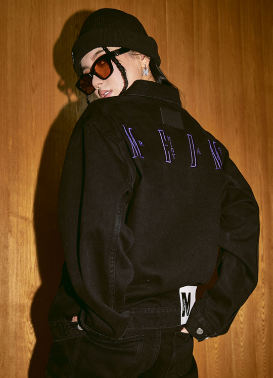 MEDM Logo Embroidered Denim Jacket | Face 3 Face
