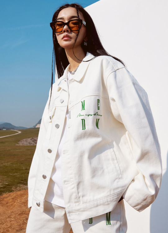 MEDM Logo Embroidered Denim Jacket | Face 3 Face