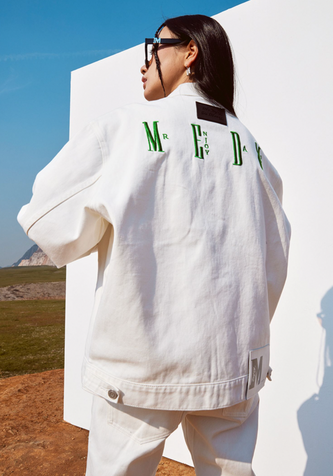 MEDM Logo Embroidered Denim Jacket | Face 3 Face