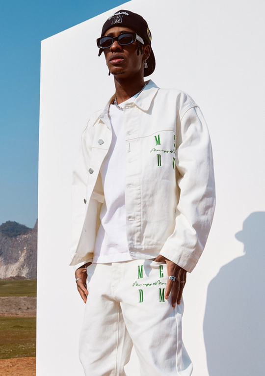 MEDM Logo Embroidered Denim Jacket | Face 3 Face